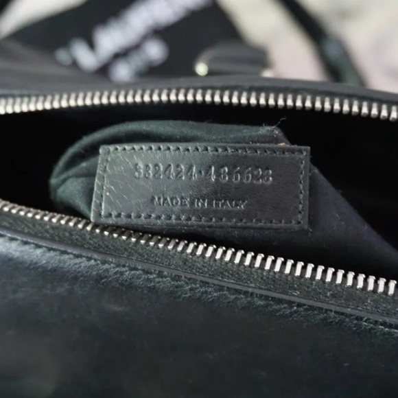 Yves Saint Laurent YSL Black Studded Duffel 6 Shoulder Bag Purse Silver - Picture 13 of 16